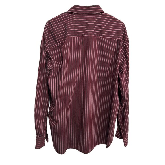 Perry Ellis Mens Red & White Striped Long Sleeve Button-Up Shirt XL 100% Cotton - Picture 2 of 8